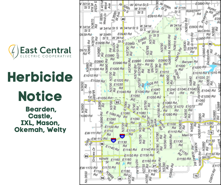 Map of locations where herbicides will be used.