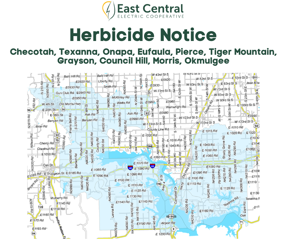 Map of locations where herbicides will be used.