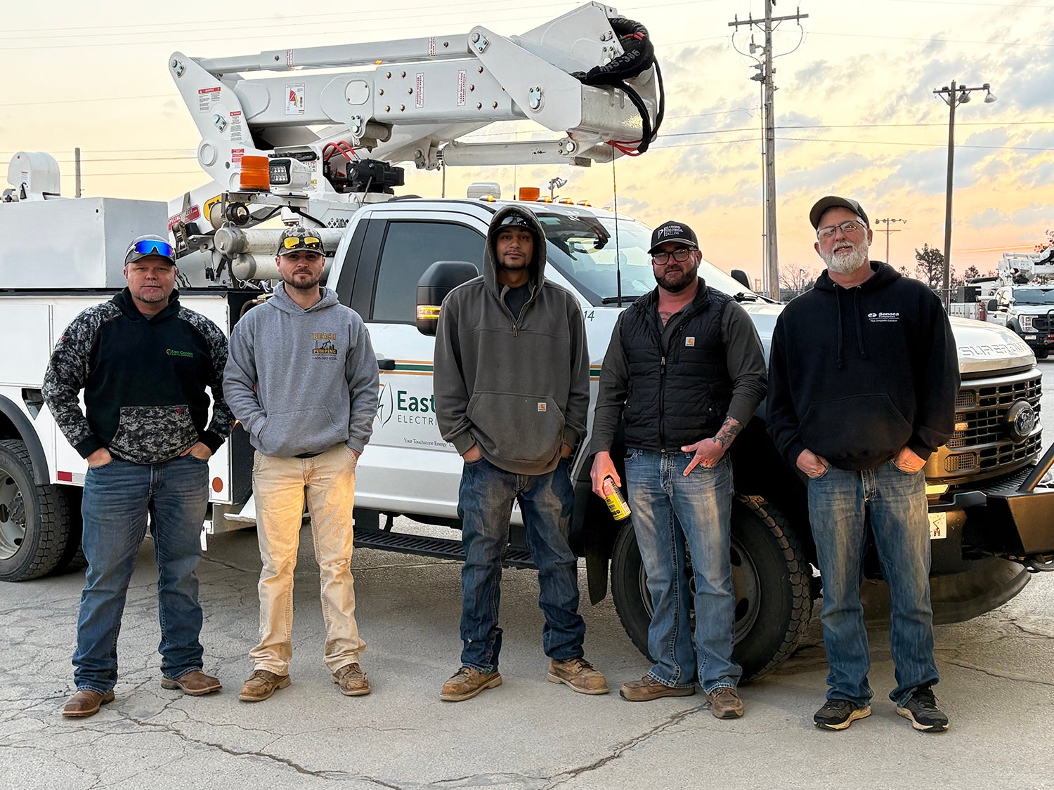 The second crew sent to Mississippi on February 13, from Left to Right: Terry Casey, Aaron Beach, Isaiah Hart, Derick Day, and Kelly Rowan.