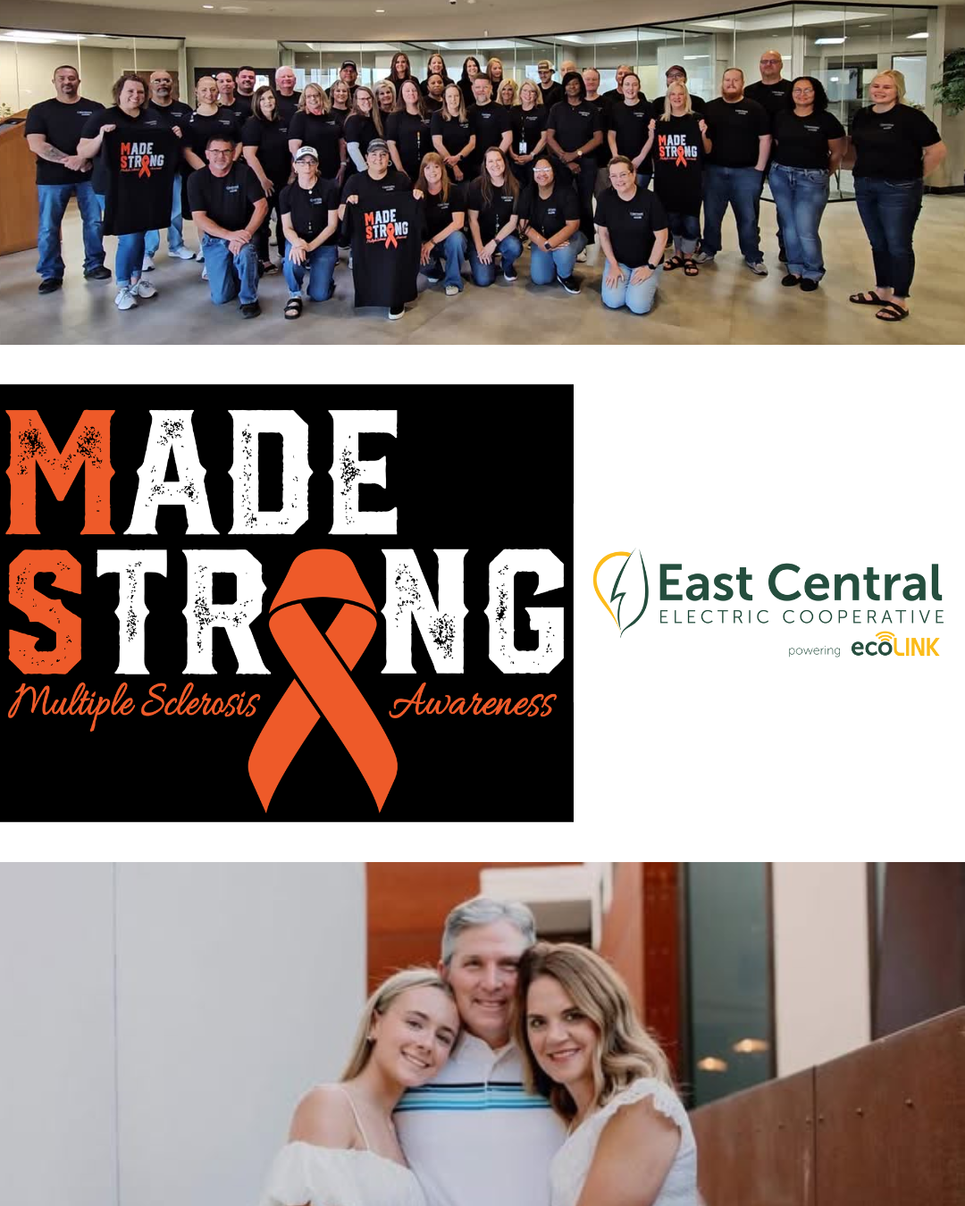 Group photo of ECE Employees and Family Photo of the Rhein family.