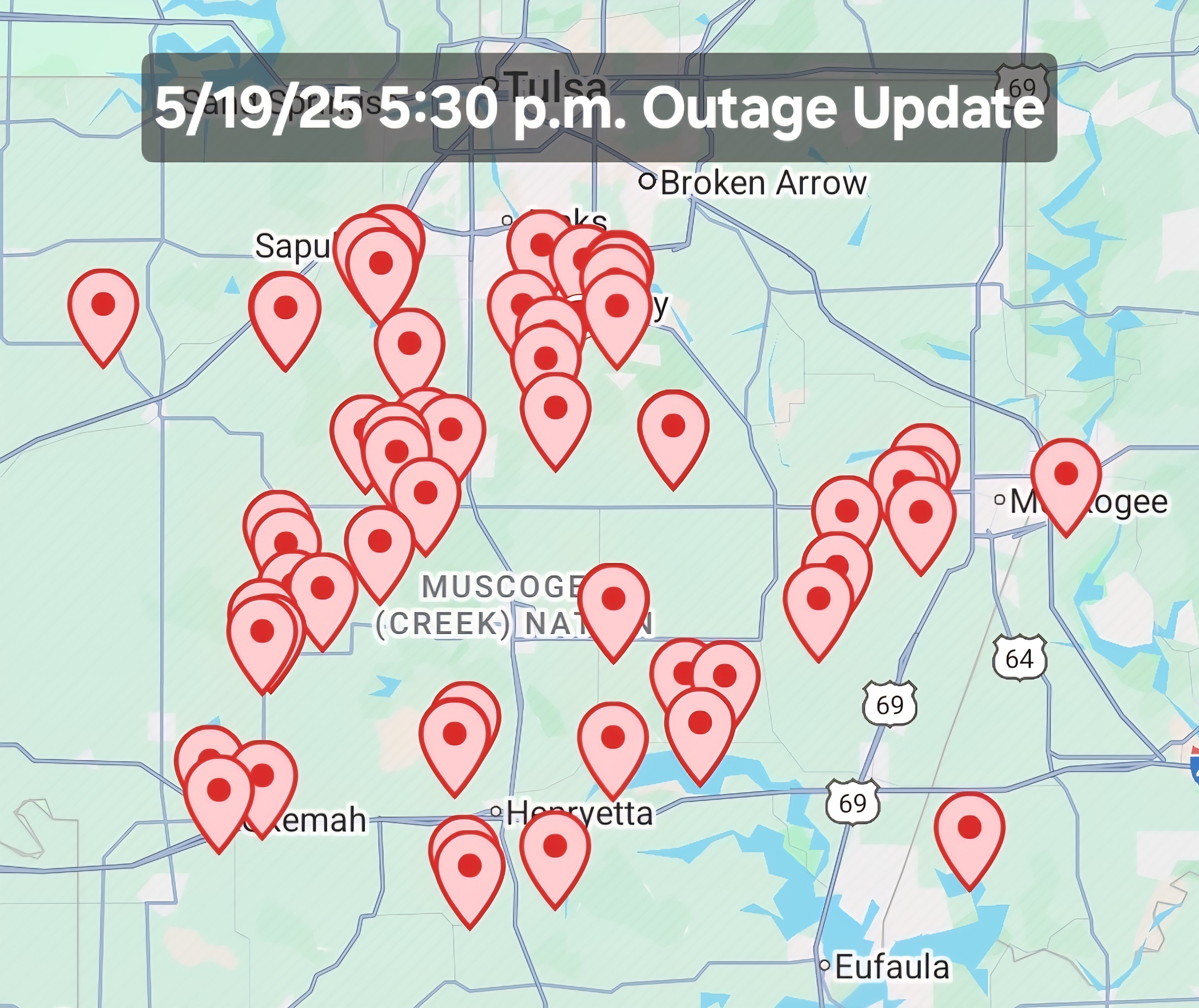Map of Outages