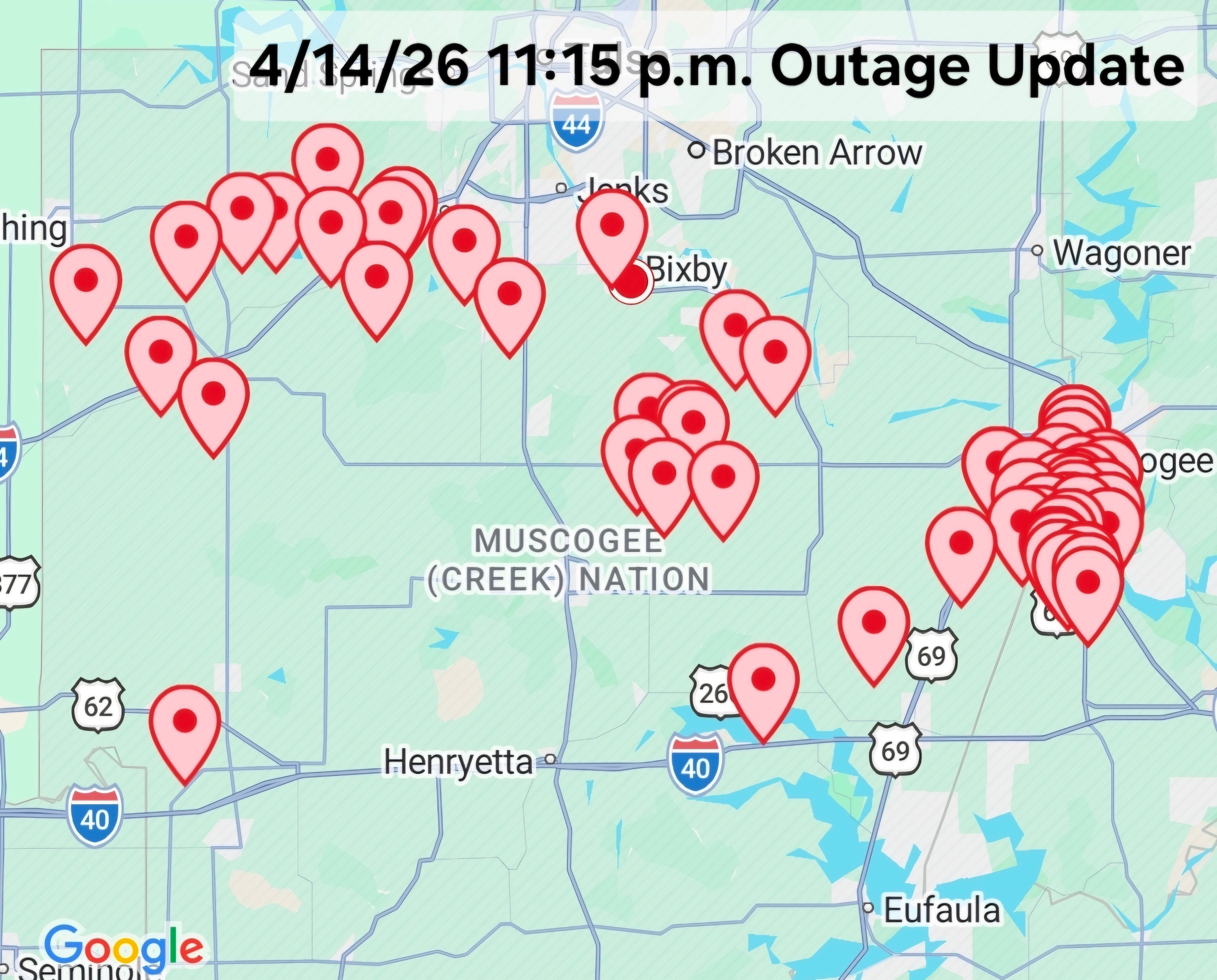 Map of Outages