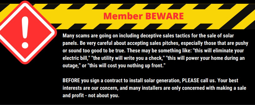 Members beware of solar scams