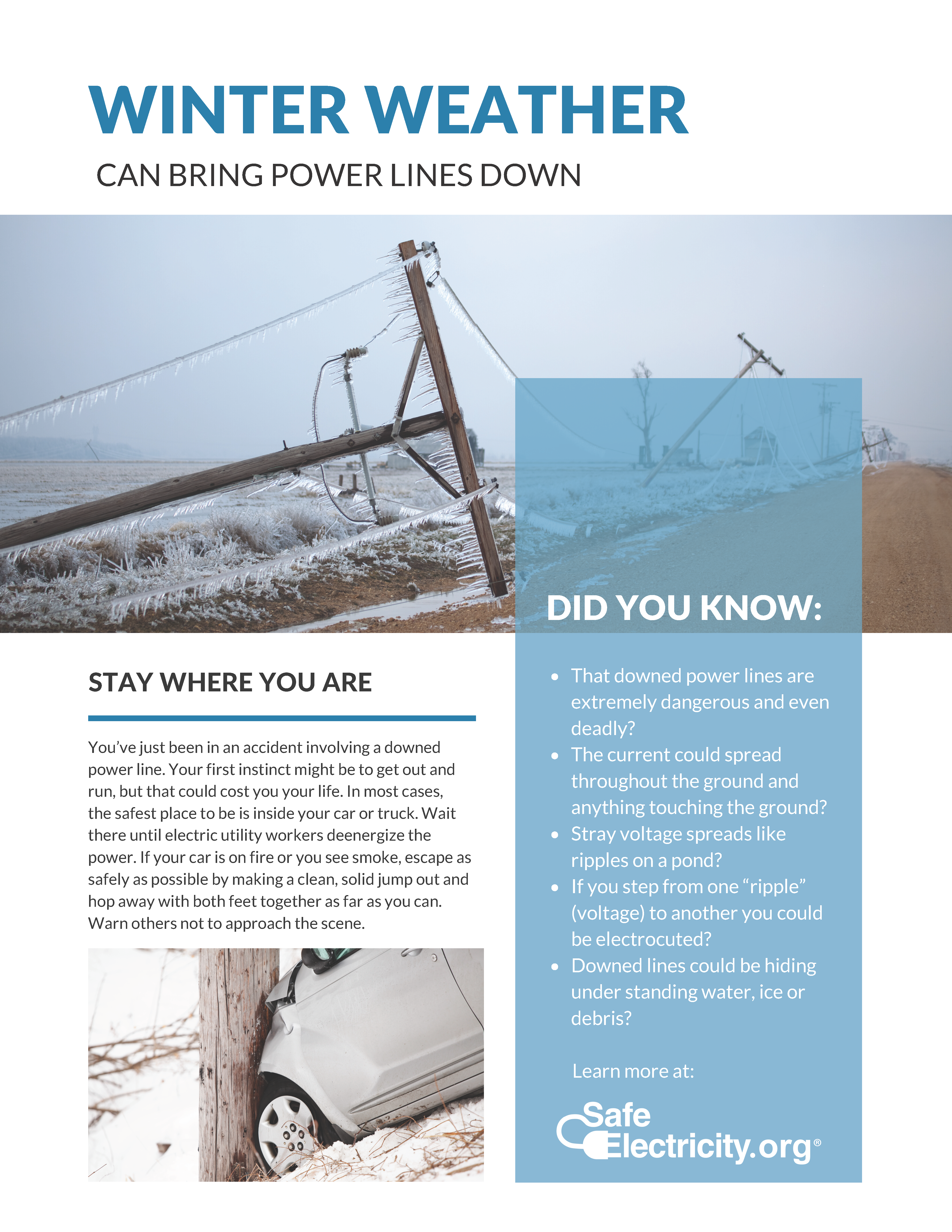 Information about winter weather and downed power lines.